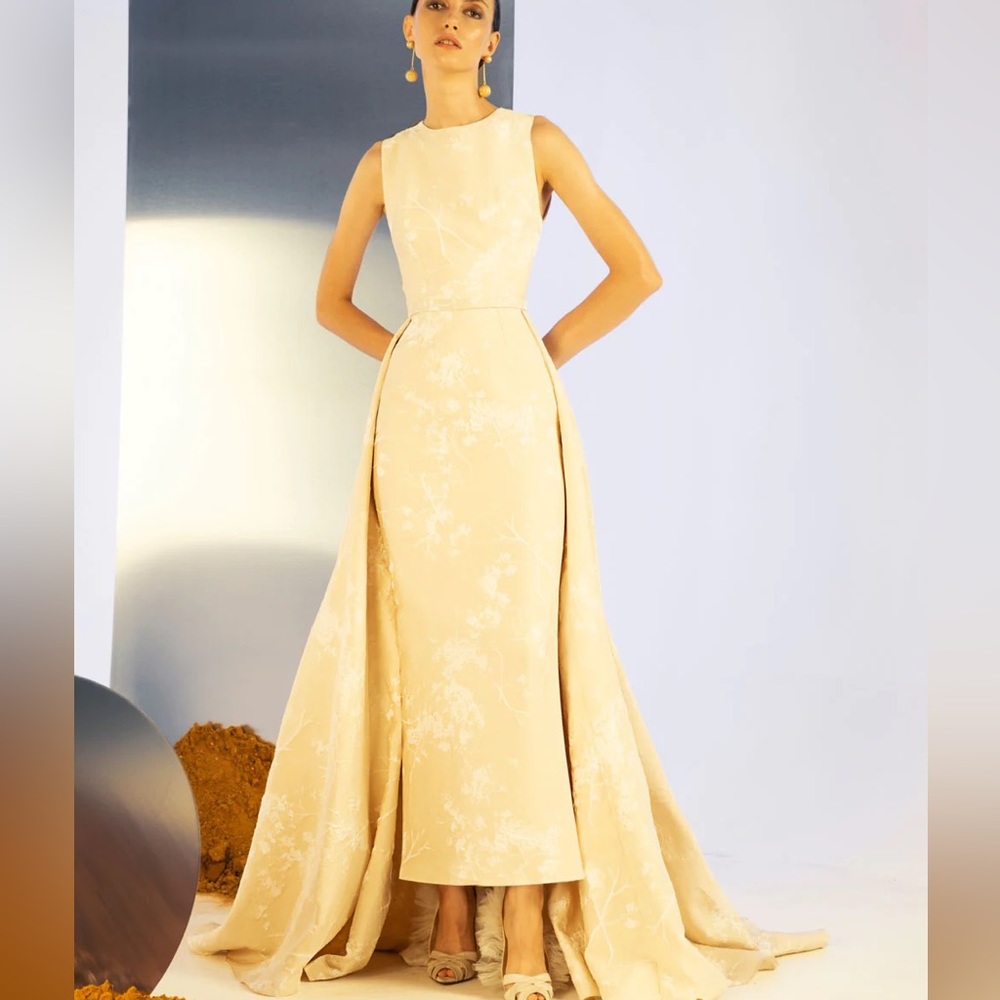 Fitted Gown with Brocade